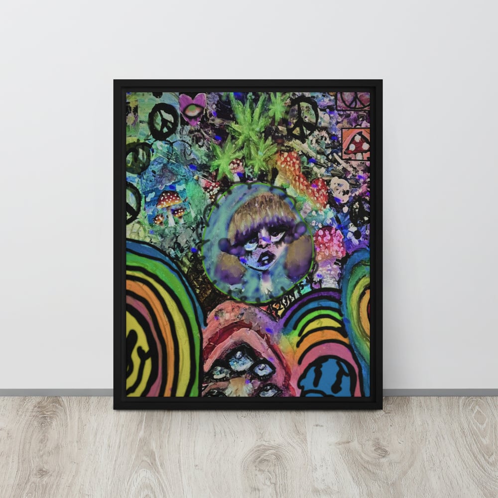 Image of "Edible Nightmare"  Trippy Abstract Framed canvas