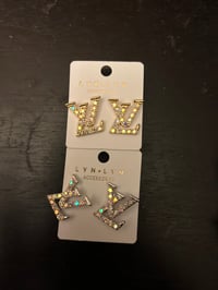 Image 2 of Inspired L V Studded Earrings 