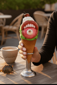 Image 1 of Ice Cream Cone – Realistic and Pop Surrealist Sculpture – Strange & Unique Art