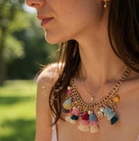 Image 1 of Multicolor Chucky Charm/Tassel Necklace