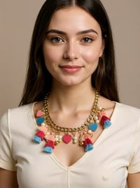 Image 2 of Pink & Blue Chunky Charm Necklace 