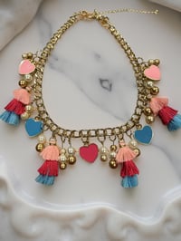 Image 1 of Pink & Blue Chunky Charm Necklace 