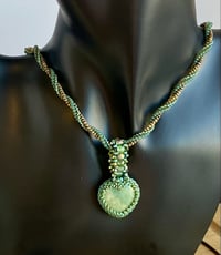 Image 2 of Bezeled Heart Pendant w/Spiral Rope Chain