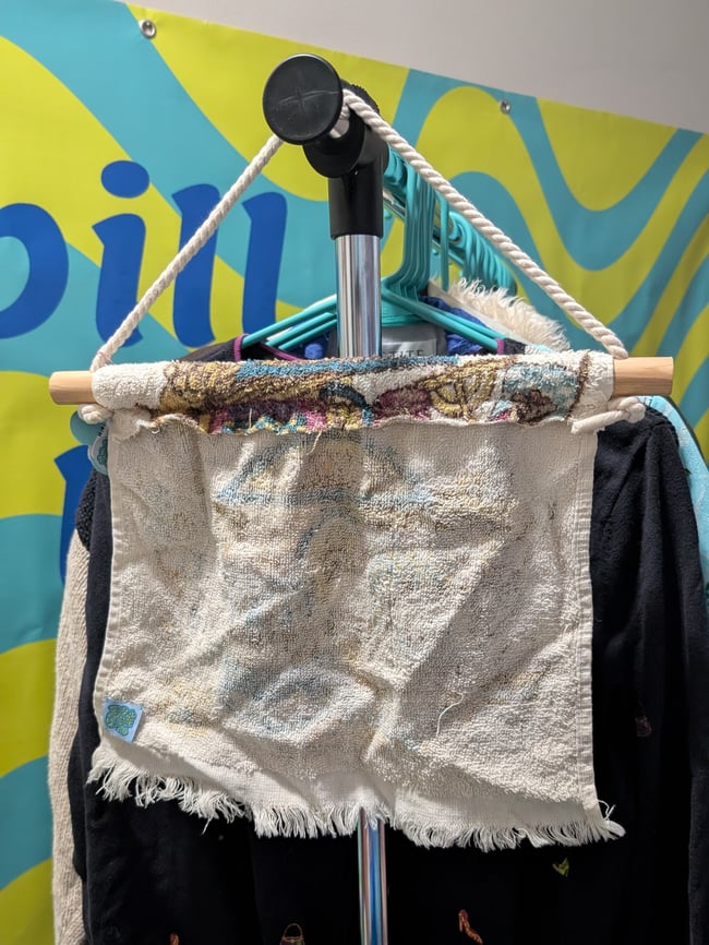 Vntg Cottagecore Upcycled Towel Antiques Shop Doll Wall Hanging