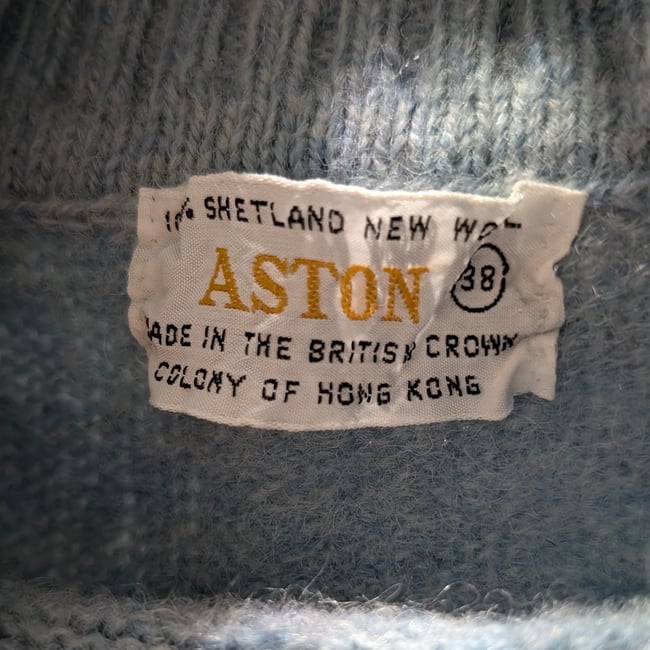 Vntg Baby Blue Shetland Wool Turtleneck Sweater