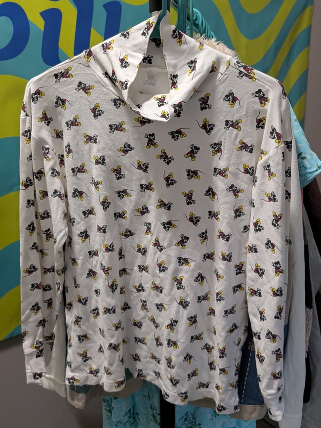 Vntg Disney Mickey Mouse Print Turtleneck Long Sleeve Shirt