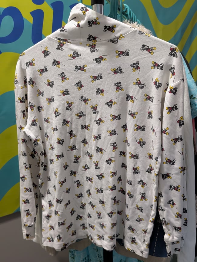 Vntg Disney Mickey Mouse Print Turtleneck Long Sleeve Shirt