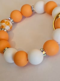 Image 3 of Game day beaded wristlet key chain with plaid focal bead 