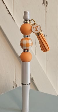 Game day Tennessee beaded pen with plaid focal bead 