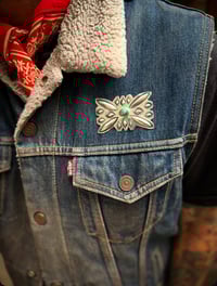 Image 3 of WL&A Handmade Old Style Repoussé Pin - High Grade Carico Lake Turquoise - Size 2.5" x 1.75"