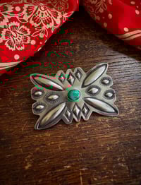 Image 5 of WL&A Handmade Old Style Repoussé Pin - High Grade Carico Lake Turquoise - Size 2.5" x 1.75"