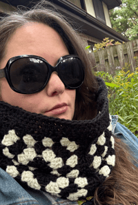 Image 2 of Black Granny Square Cowl