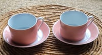 Image 1 of Vintage Fitz & Floyd Rondelet Peach Cups & Ssucers
