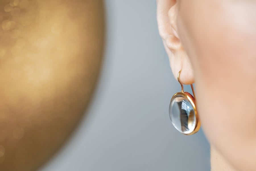 Image of "Rays of the sun..." gold plated silver earrings with rock crystals · RADII SE INTER NUBILA...  ·