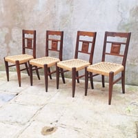 Image 4 of Loy de 4 chaises en chêne et cordes par Audoux et Minnet