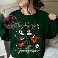 Thick Thighs Spooky Vibes Sweatshirt (Forest Green Version)