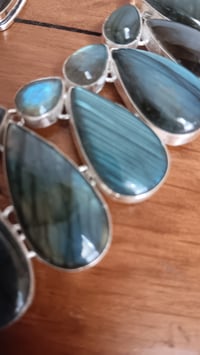 Image 4 of LABRADORITE TEARBDROP BIB NECKLACE AND EARRING SET