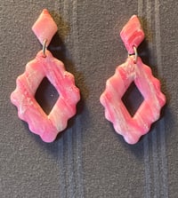 Pink Marble Geometric Earrings
