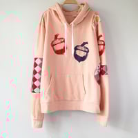 Image 4 of acorn courtneycourtney adult medium M/L Large fall autumn vintage fabric patchwork sweatshirt hoodie