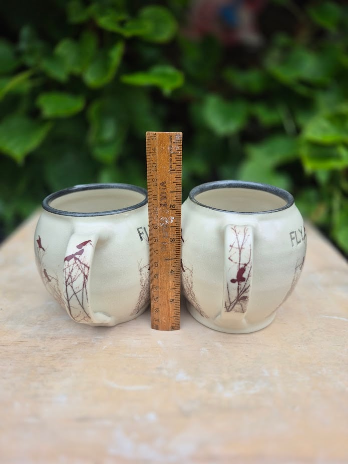 Image of Fly Crow Fly Round Mugs SET OF TWO