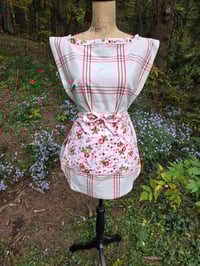 Image 1 of Cotton Kitchen Smock Apron in Cheerful Peonies