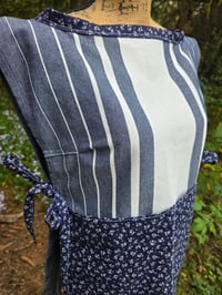Image 5 of Cotton Kitchen Smock Apron in Navy & White