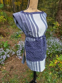 Image 7 of Cotton Kitchen Smock Apron in Navy & White