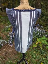 Image 6 of Cotton Kitchen Smock Apron in Navy & White