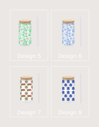 Image 2 of Drinking Glasses with Bamboo Lids and Glass Straw 6 Counts