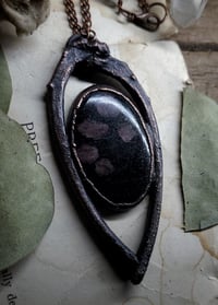 Image 1 of Black Cat Rib Bone & Arfvedsonite Garnet Amulet