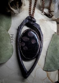 Image 4 of Black Cat Rib Bone & Arfvedsonite Garnet Amulet