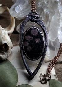 Image 3 of Black Cat Rib Bone & Arfvedsonite Garnet Amulet