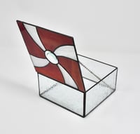 Image 3 of Stained Glass Keepsake/Jewelry Box: Hypnotic Swirl with Bevel "Eye" and Iridescent top