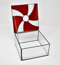 Image 2 of Stained Glass Keepsake/Jewelry Box: Hypnotic Swirl with Bevel "Eye" and Iridescent top