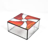 Image 5 of Stained Glass Keepsake/Jewelry Box: Hypnotic Swirl with Bevel "Eye" and Iridescent top