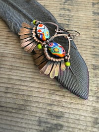 Image 12 of 'Festivities' . Italian Millefiori Copper Paddle earrings/ n42