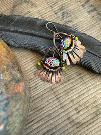Image 17 of 'Festivities' . Italian Millefiori Copper Paddle earrings/ n42