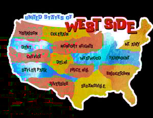 Image of 4 United States Of West Side Cincinnati Stickers