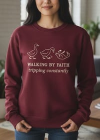 Image 3 of Walking by faith goose sweater