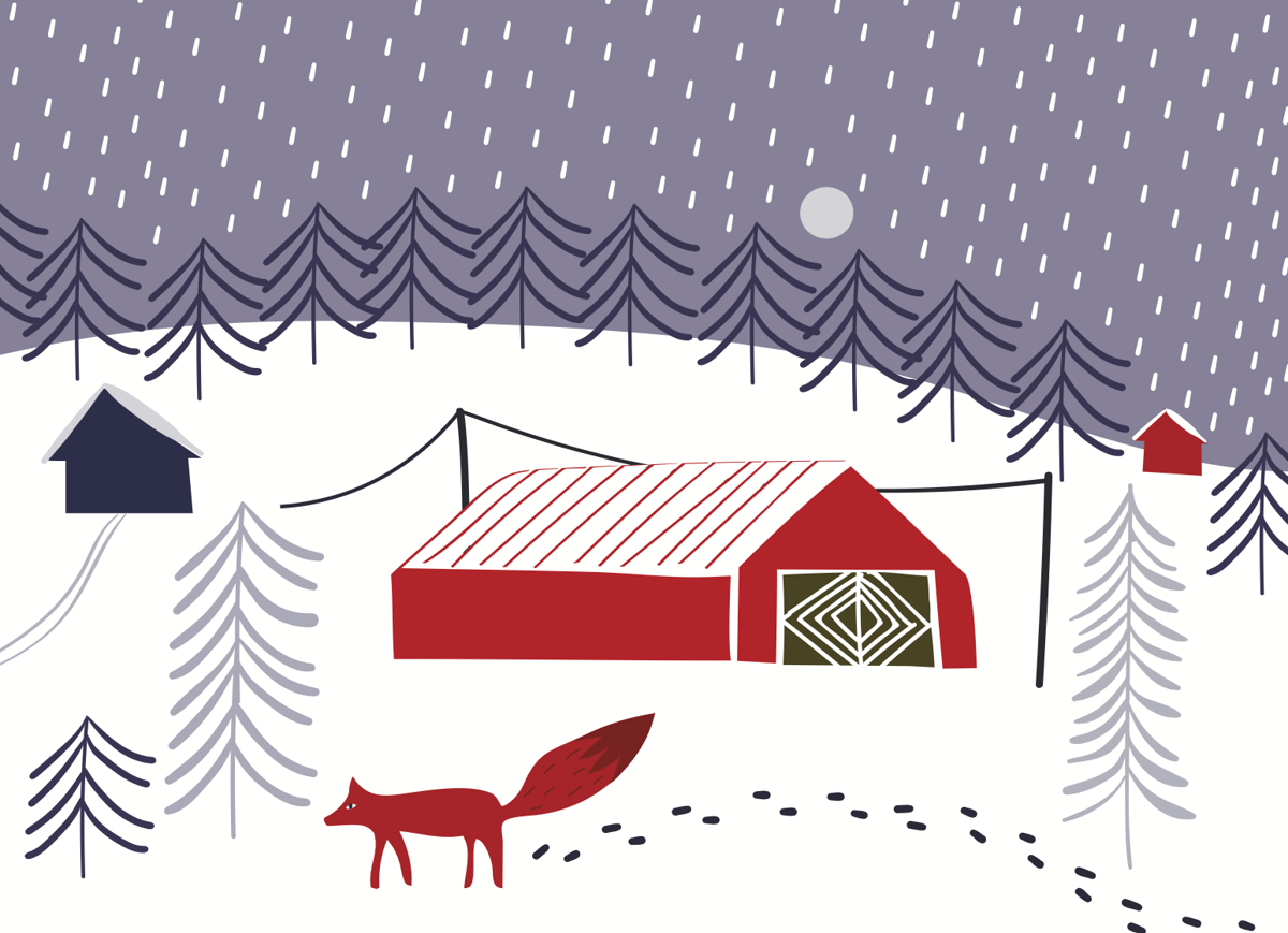 Christmas Pine Cone & Berries/ Scandi Fox scenic