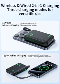 Image 6 of 🔋 Magnetic Charging 10,000mAh Fast Charging Power Bank with Built-In Cable ⚡