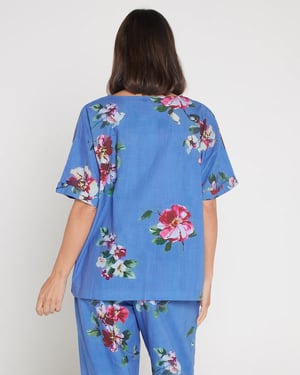 Image of Floral Washed Cotton Tops - demin