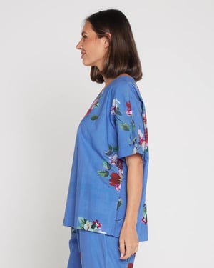 Image of Floral Washed Cotton Tops - demin