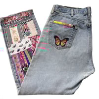 Image 1 of Unisex Levi's Button Fly 501 Jeans,  Vintage 2016 Re-Vamped ,Patchwork, embellished & embroidered