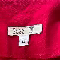 Image 8 of  Womens Vintage Wide Leg Capri Pants Red Mid Rise Retro Rockabilly Rhinestone cherry patch  back poc