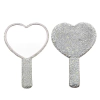 Image 1 of Rhinestone Heart Mirror/ Black Diamond Mirror