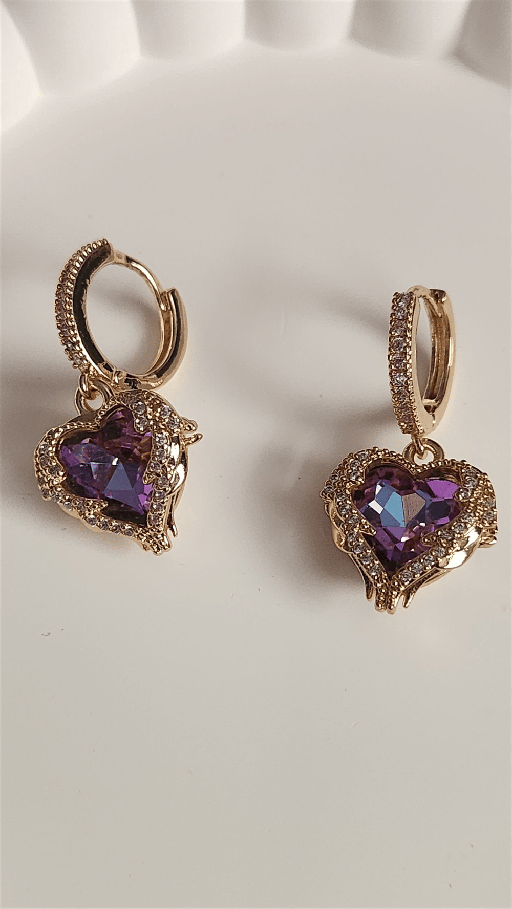 Image of PURPLE HEART EARRINGS (LOW STOCK)