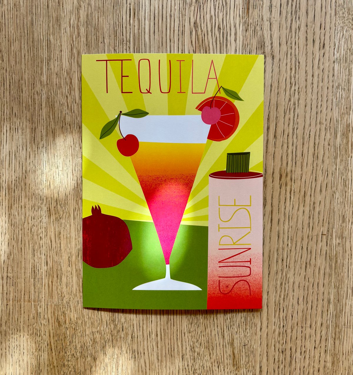 Cocktail Recipe Cards: Margarita, Old-Fashioned or Tequila Sunrise