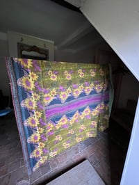 Image 2 of Kantha vert fleur violette 