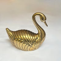 Image 2 of Figurine grand cygne en laiton – Décoration vintage années 70 